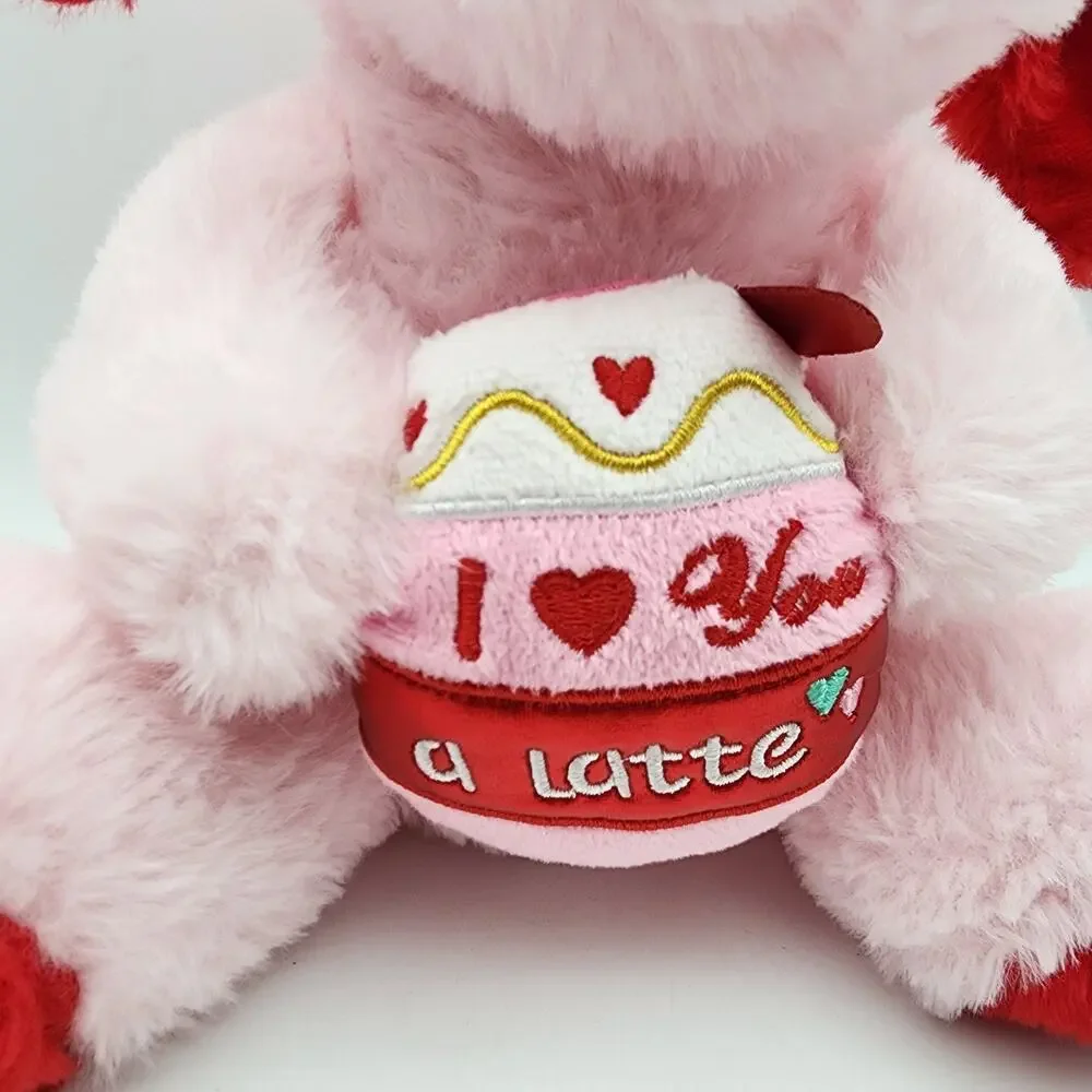 I Love You Latte Pink Dog Plush Stuffed Animal Toy 10